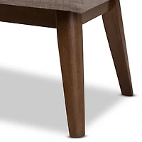 Light Gray Tufted Walnut Wood Bench