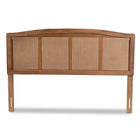 Ash Walnut Woven Rattan King Headboard