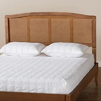 Ash Walnut Woven Rattan King Headboard