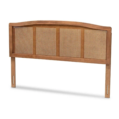 Ash Walnut Woven Rattan King Headboard