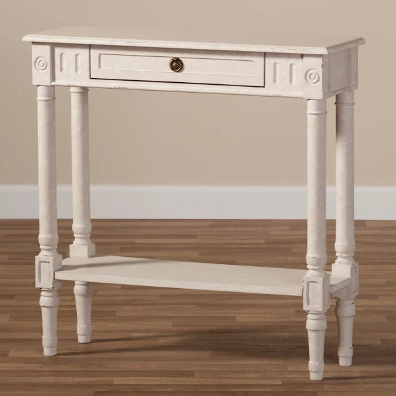 Arielle Whitewash Farmhouse Console Table