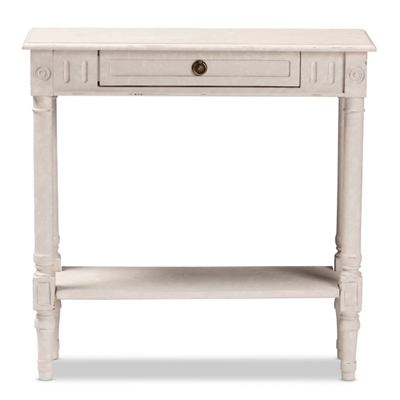 Arielle Whitewash Farmhouse Console Table
