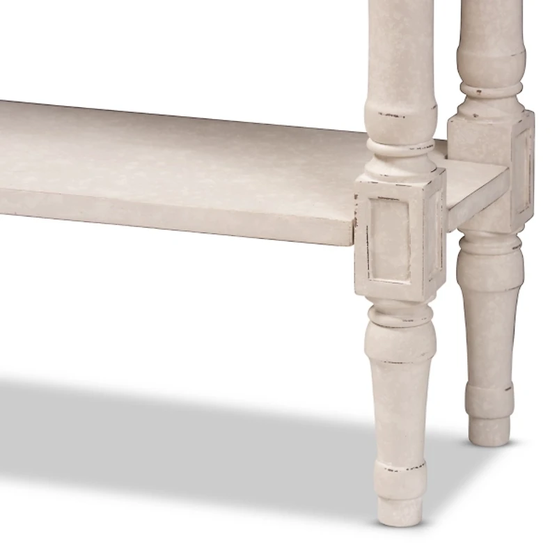 Arielle Whitewash Farmhouse Console Table