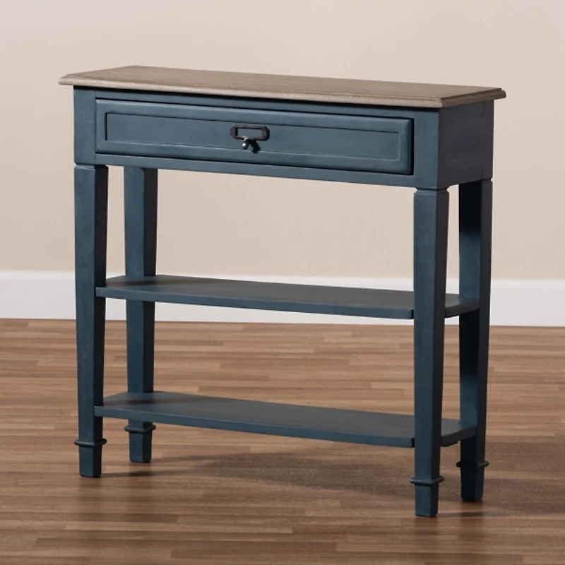 Daphne Blue Bayur Wood Two-Shelf Console Table
