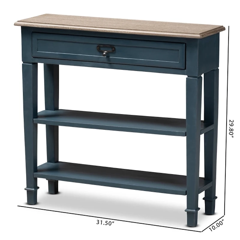 Daphne Blue Bayur Wood Two-Shelf Console Table