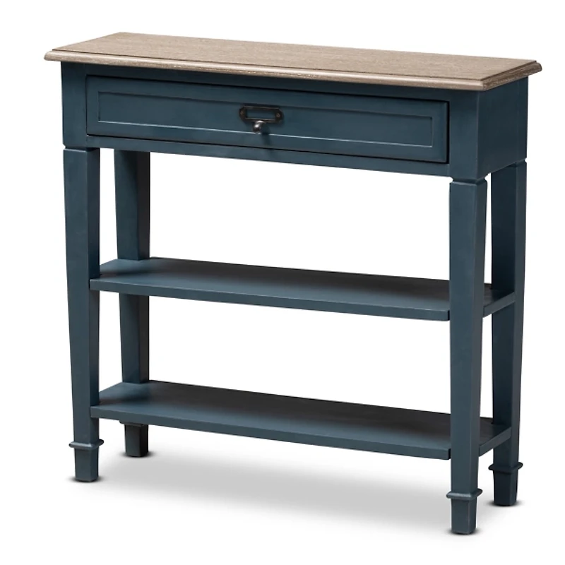 Daphne Blue Bayur Wood Two-Shelf Console Table