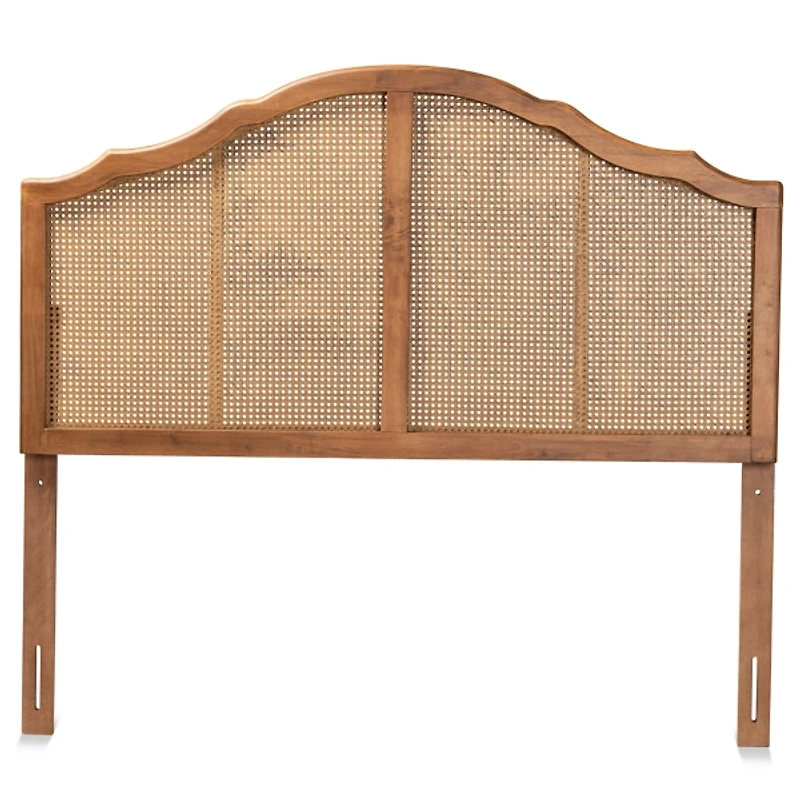 Ash Walnut Wood Rattan Arch Frame King Headboard