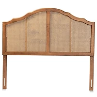 Ash Walnut Wood Rattan Arch Frame King Headboard