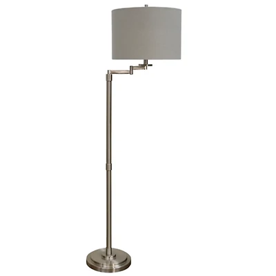Brushed Steel Adjustable Swing Arm Floor Lamp