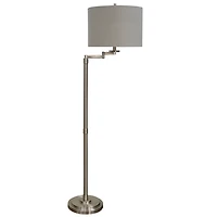 Brushed Steel Adjustable Swing Arm Floor Lamp