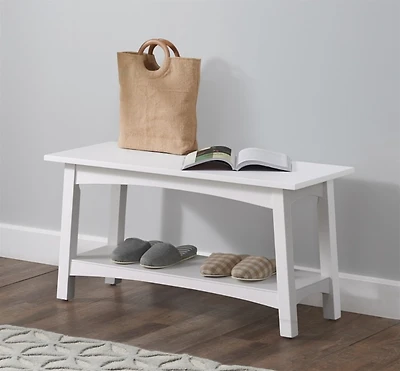 Willis White Wooden Lower Shelf Bench