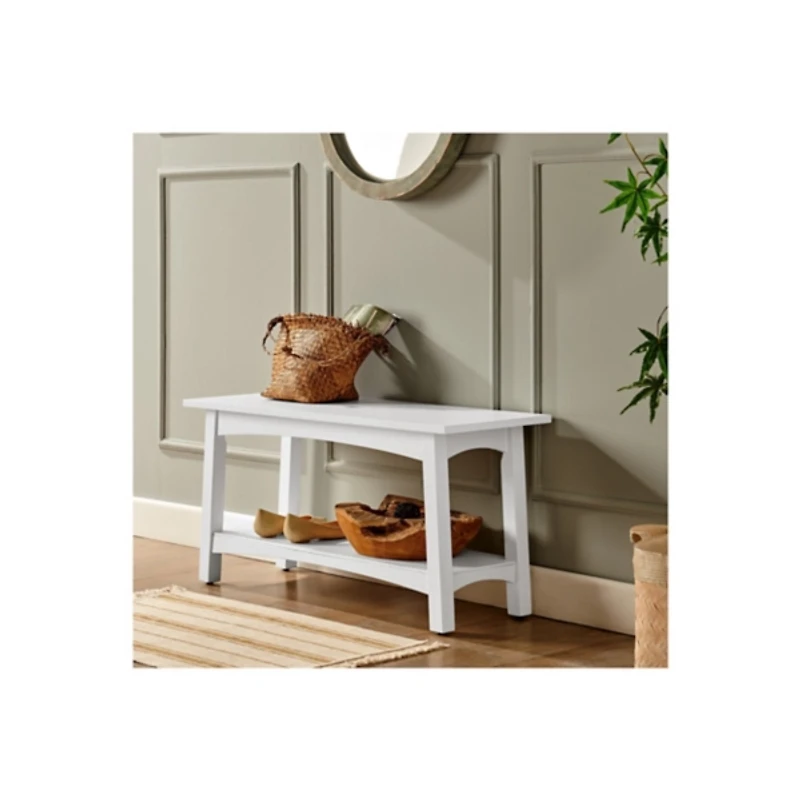 Willis White Wooden Lower Shelf Bench