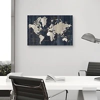Blue World Map Canvas Art Print