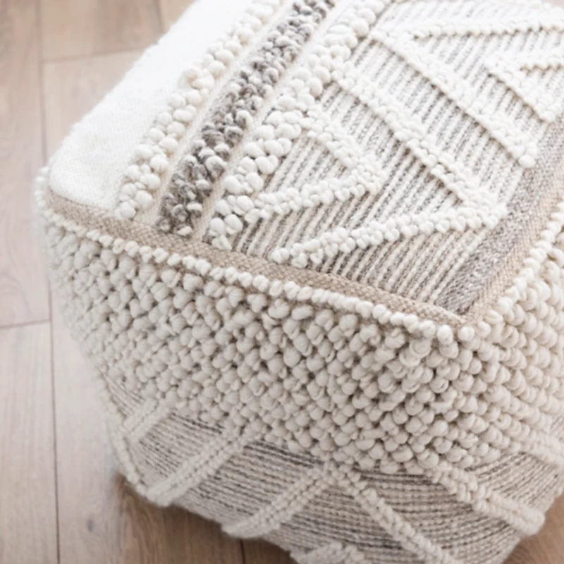 Adele Neutral Hand Knotted Pouf
