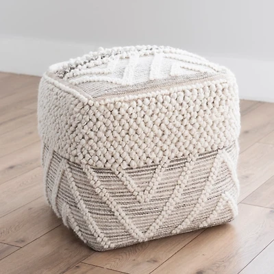 Adele Neutral Hand Knotted Pouf