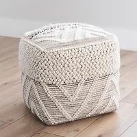Adele Neutral Hand Knotted Pouf