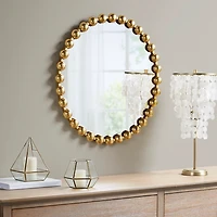 Metallic Gold Foiled Beaded Wall Mirror, 27 in.
