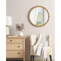 Metallic Gold Foiled Beaded Wall Mirror, 27 in.