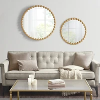 Metallic Gold Foiled Beaded Wall Mirror, 27 in.