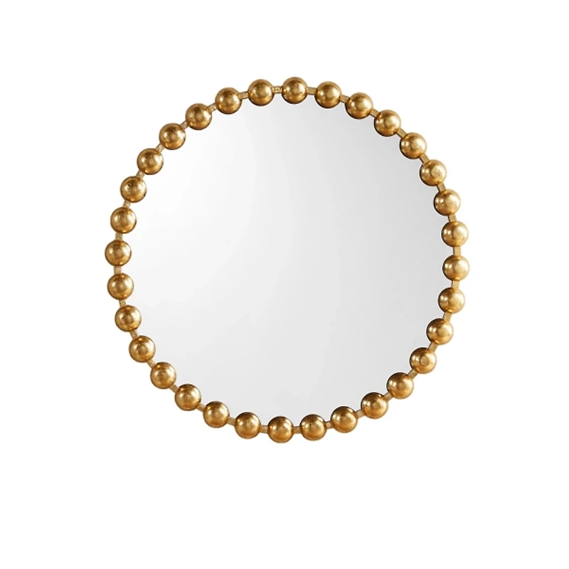 Metallic Gold Foiled Beaded Wall Mirror, 27 in.