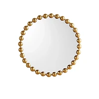 Metallic Gold Foiled Beaded Wall Mirror, 27 in.