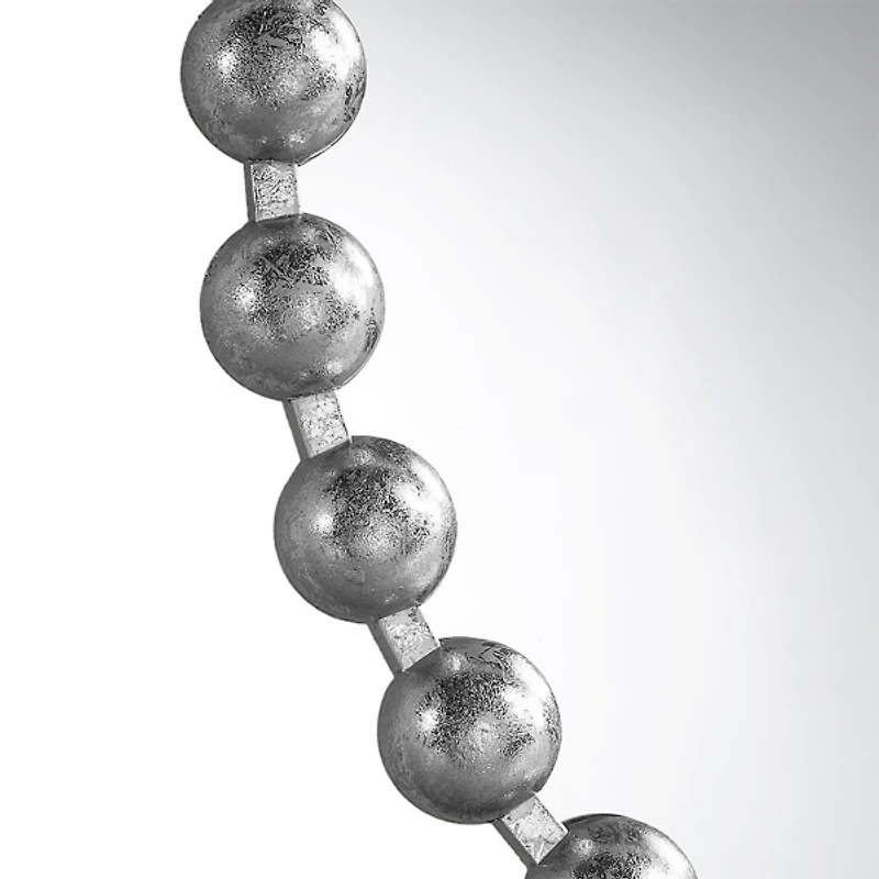 Metallic Silver Foiled Beaded Wall Mirror