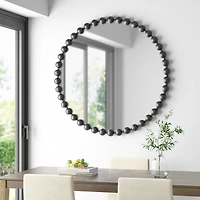 Black Foiled Beaded Wall Mirror, 36 in.