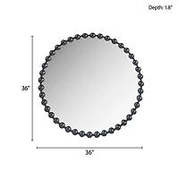 Black Foiled Beaded Wall Mirror, 36 in.
