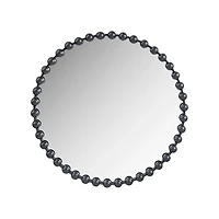 Black Foiled Beaded Wall Mirror, 36 in.