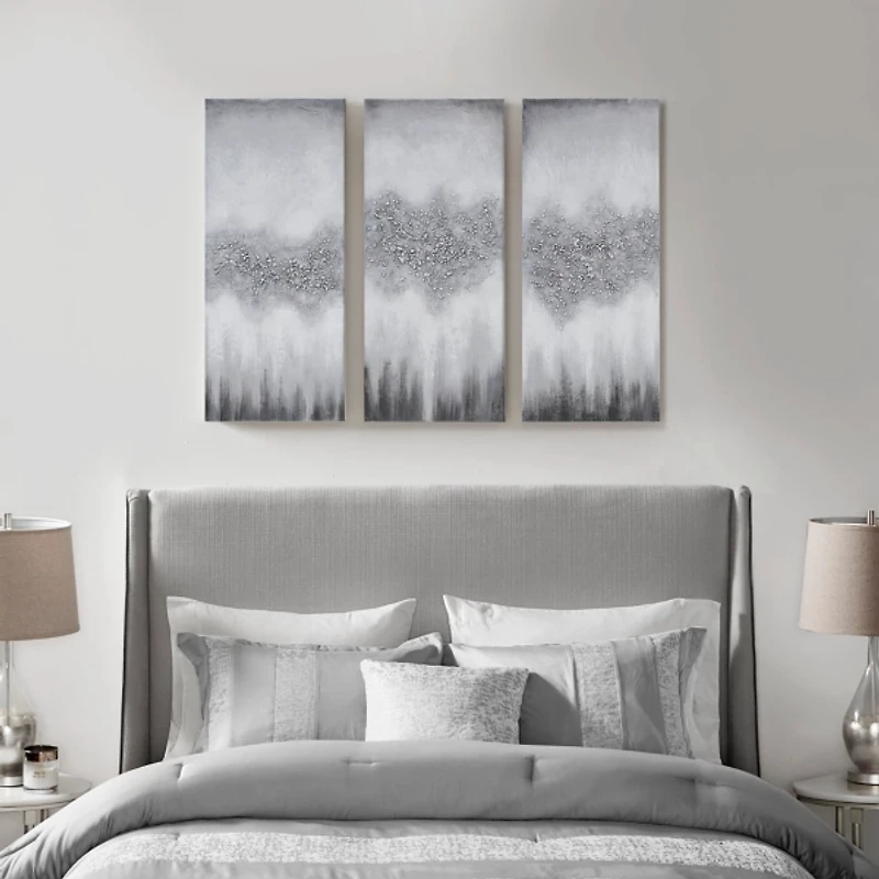 Gray Black Rock Stone Canvas Art Prints, Set of 3