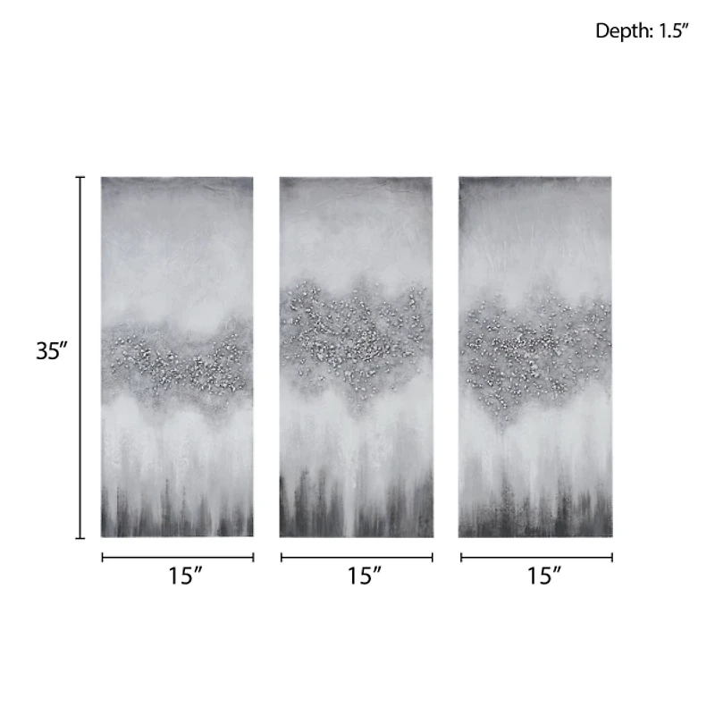 Gray Black Rock Stone Canvas Art Prints, Set of 3