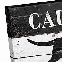 Caution Black Cat Crossing Halloween Canvas Print