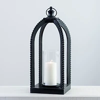 Black Fieldstone Beaded Lantern, 21 in.