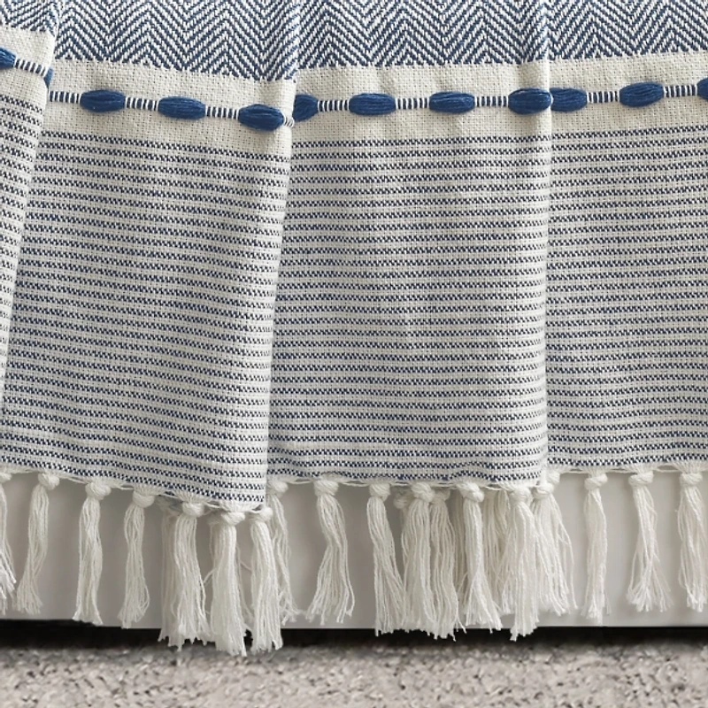 Navy and White Herringbone Stripe Throw