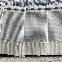 Navy and White Herringbone Stripe Throw