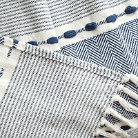 Navy and White Herringbone Stripe Throw