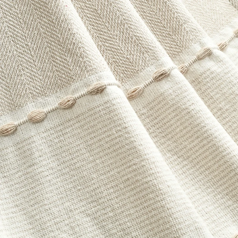 Tan and White Herringbone Stripe Throw