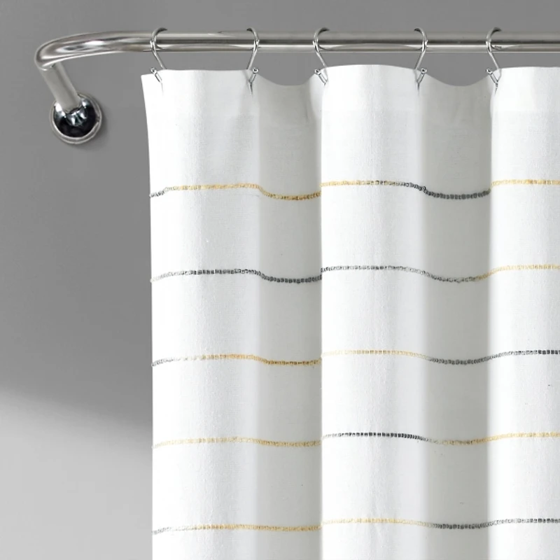 Yellow and Gray Ombre Stripe Shower Curtain