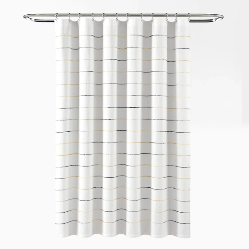 Yellow and Gray Ombre Stripe Shower Curtain