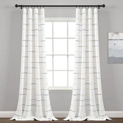 Yellow and Gray Stripe Curtain Panel Set, 84 in.