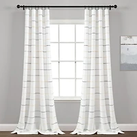 Yellow and Gray Stripe Curtain Panel Set, 84 in.
