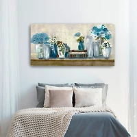 Blue Floral Desk Giclee Canvas Print, 60x30 in.