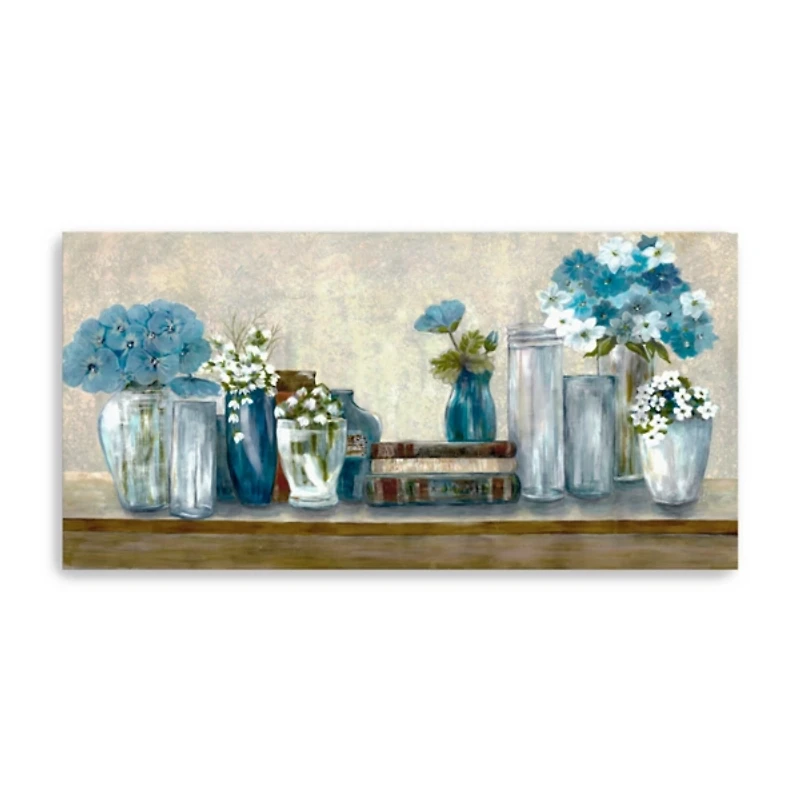 Blue Floral Desk Giclee Canvas Print, 60x30 in.