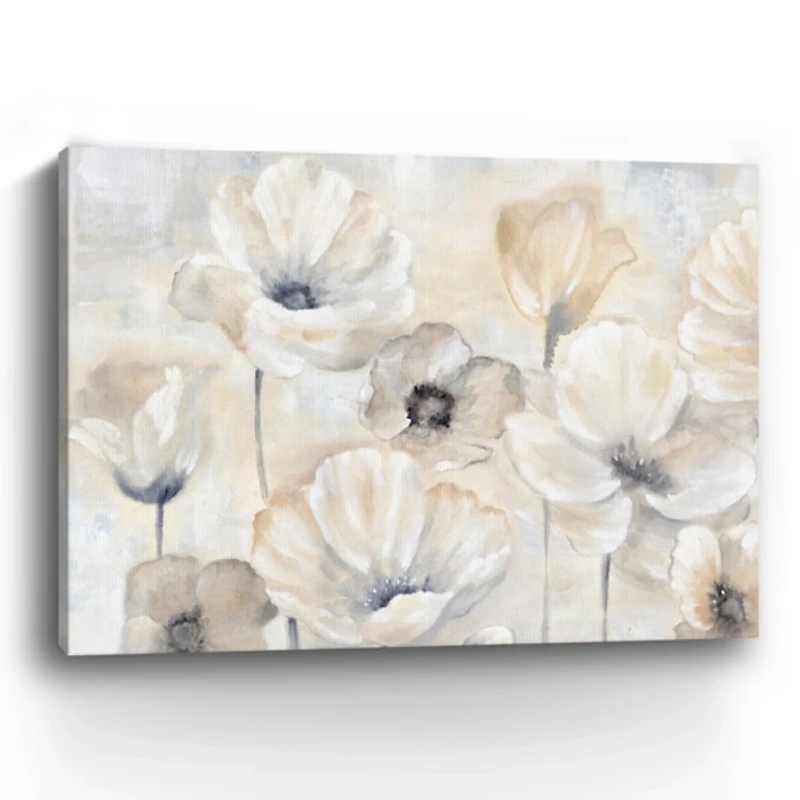 Gray Poppy Garden Landscape Canvas Art Print