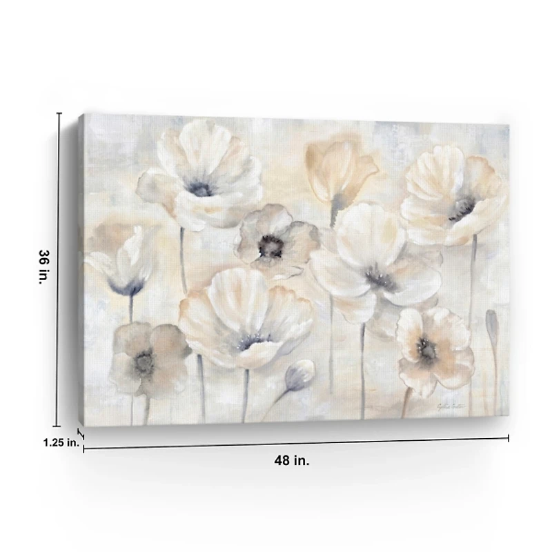 Gray Poppy Garden Landscape Canvas Art Print