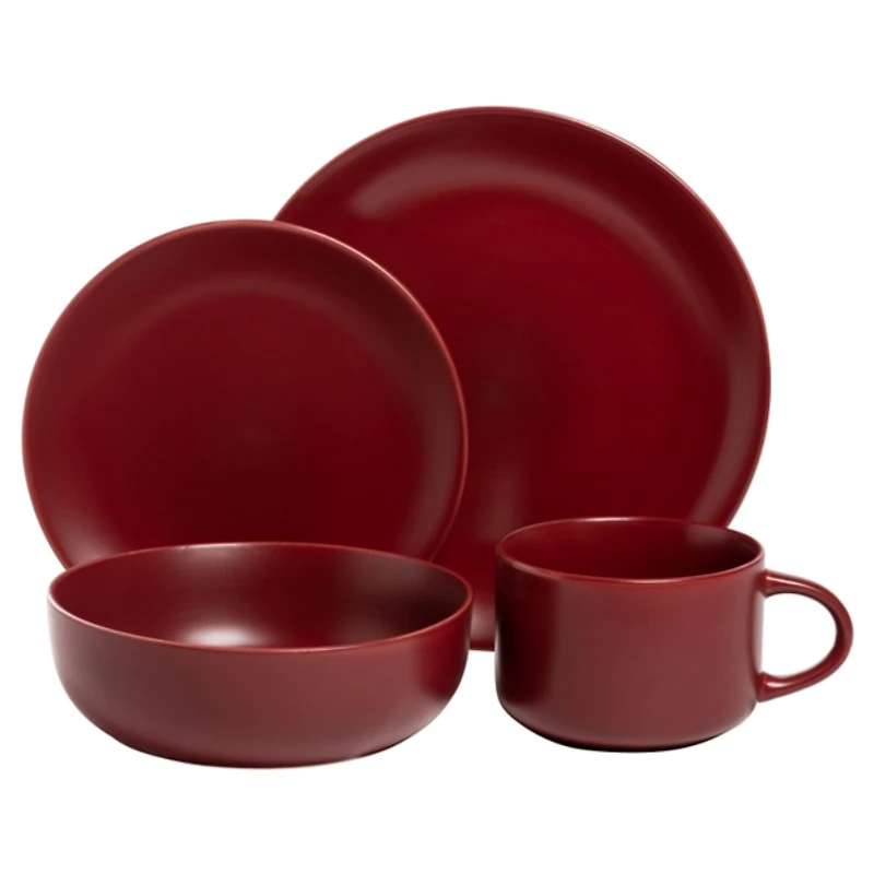 Matte Red Ceramic 16-pc. Dinnerware Set
