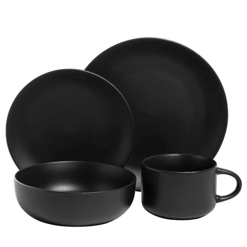Matte Black Ceramic 16-pc. Dinnerware Set