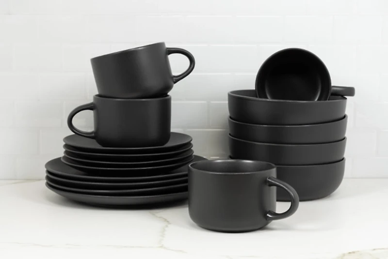 Matte Black Ceramic 16-pc. Dinnerware Set