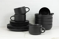 Matte Black Ceramic 16-pc. Dinnerware Set