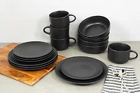 Matte Black Ceramic 16-pc. Dinnerware Set
